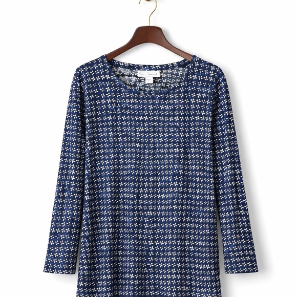 Pure Jill Tops - Pure Jill Women's Navy and White Long Sleeve Printed Top Large